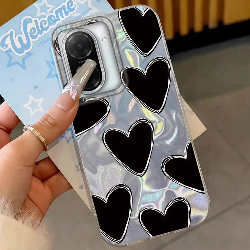 Casing Ponsel Hati Cinta Romantis Modis untuk Redmi Note 14 13 12 11 10 Pro Plus 10S 11S 12S 14S A5 A3 A3X A1 A2 14C 13C Sampul Lembut