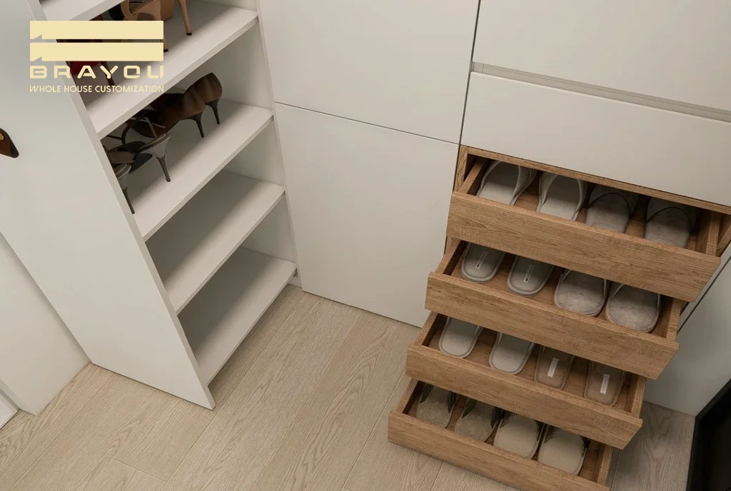 Multifunctional Pull Out Wood Shoe Racks Cabinet Hanger Storage Organizer Custom Size Wholesale Free Design MOQ1