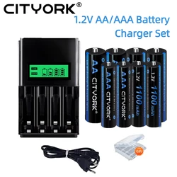 CITYORK 1.2V AA+AAA rechargeable batteries AA 3000mAh AAA 1100mAh aa 2A Battery aaa nimh battery and LCD 1.2V AA AAA Charger