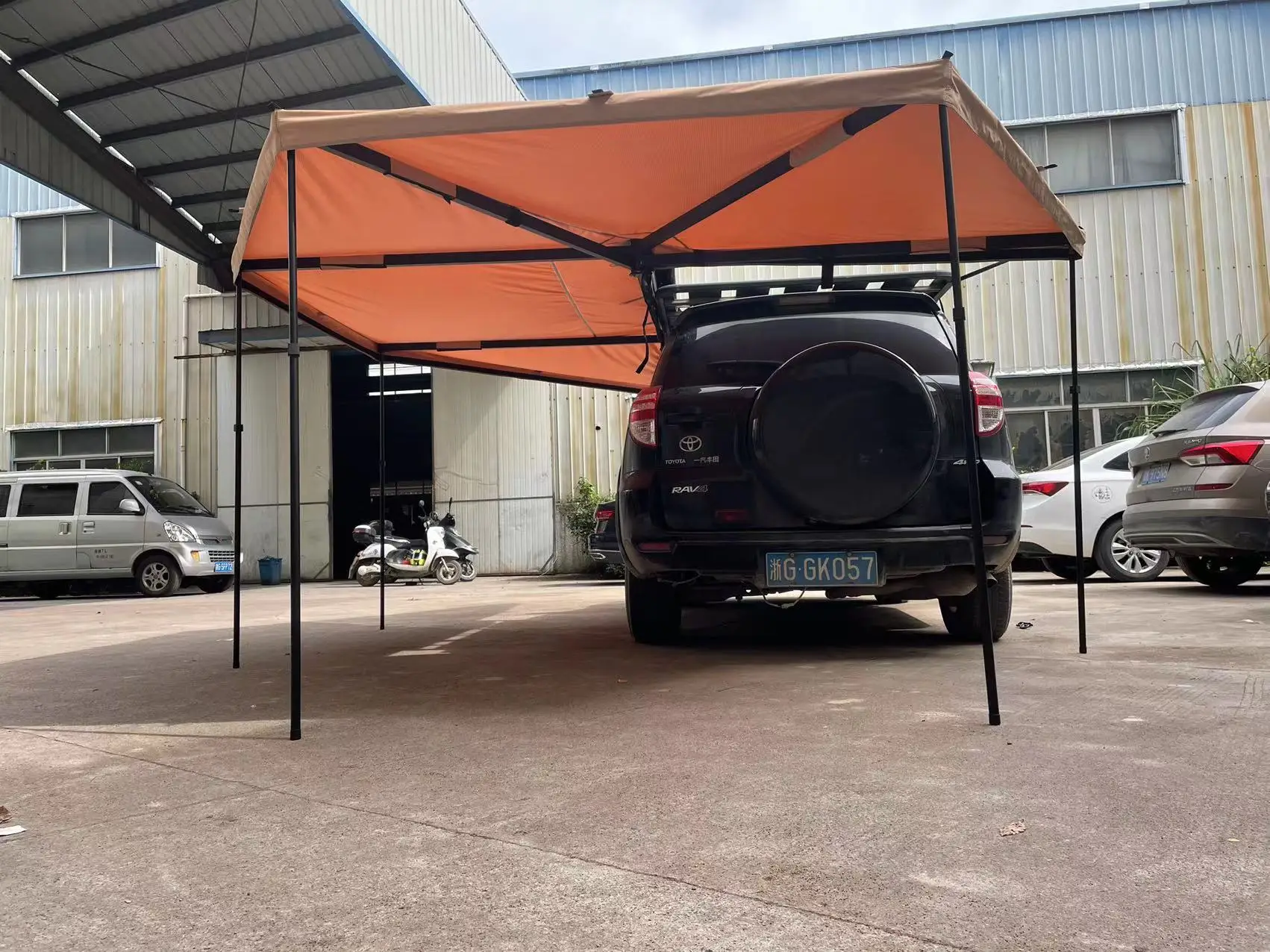 outdoor foxwing 280g canvas 270 degree led awning with annex walls for cars