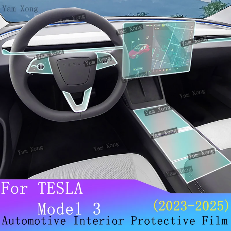 

For Tesla Model 3 2023-2025 Car Full set interior Film Navigation screen Protection Center Console Transparent Anti-scratch Film