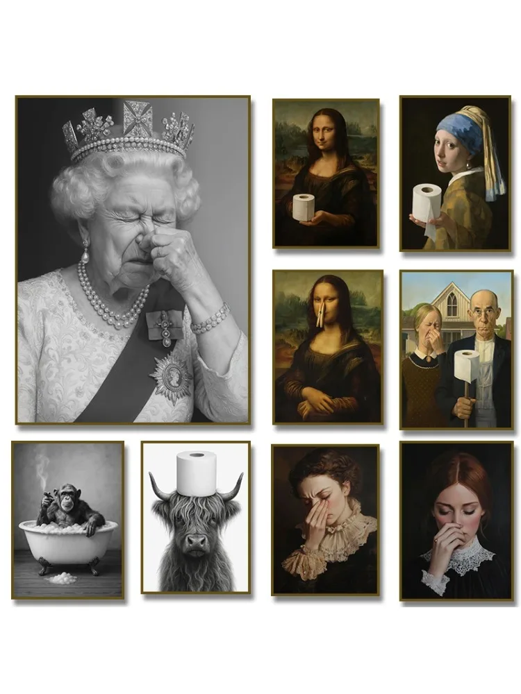 Grappige Badkamer Victoriaanse Koningin Portret Poster Canvas Schilderij Prints Wall Art Foto Wc Humor Grappig Cadeau Home Decor - afbeelding 2