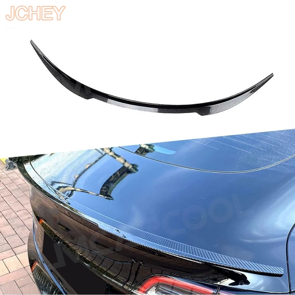 

ABS Carbon Look Duckbill Rear Trunk Spoiler for Tesla Model 3 Max Rear Boot Lip Wing Car Bodykit External Decoration Accessories