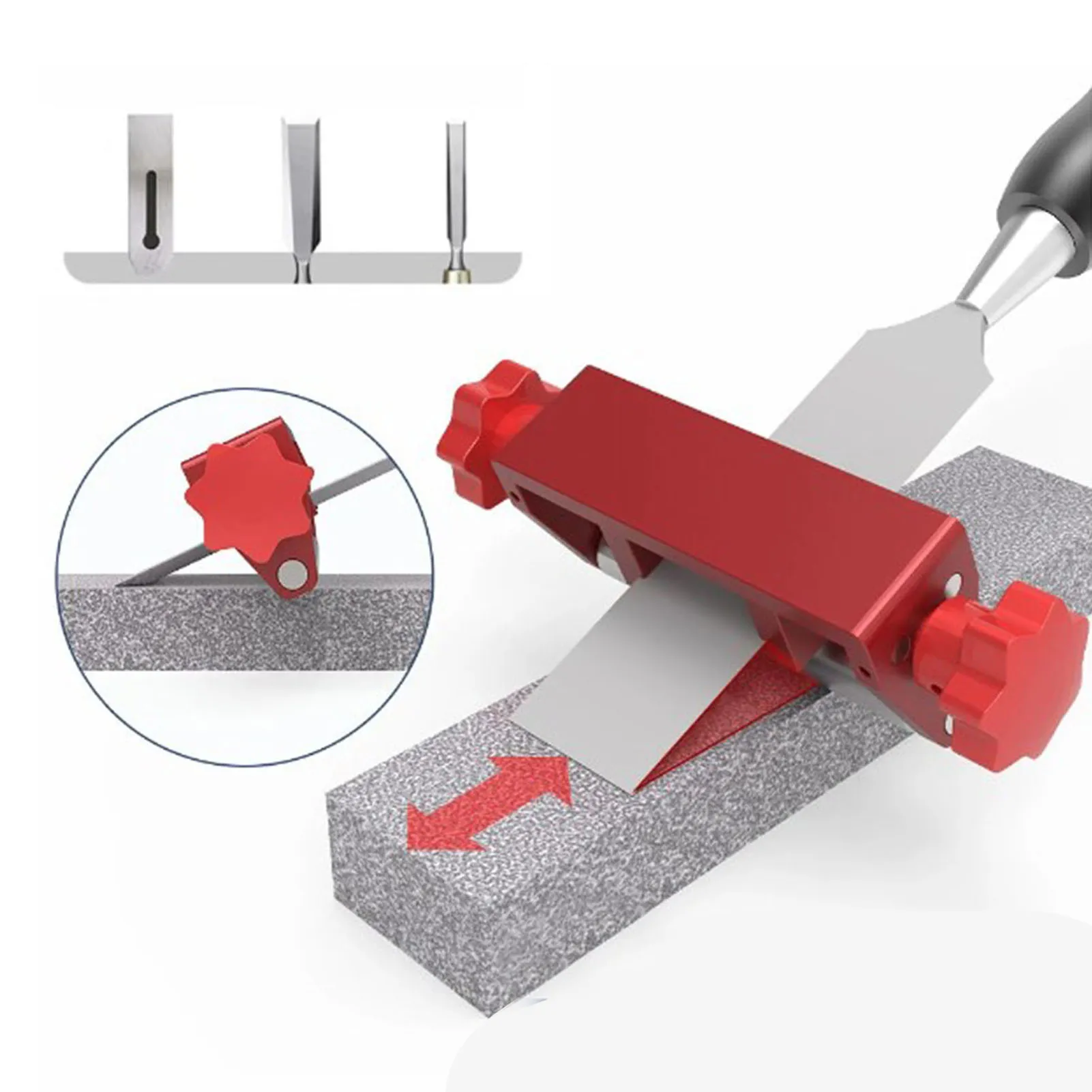 Chisel Sharpening Jig Aluminum Alloy Honing Guide for Chisels and Planes 10° to 45° Multiple Angle Setting 0.12-2.9 Inch Width
