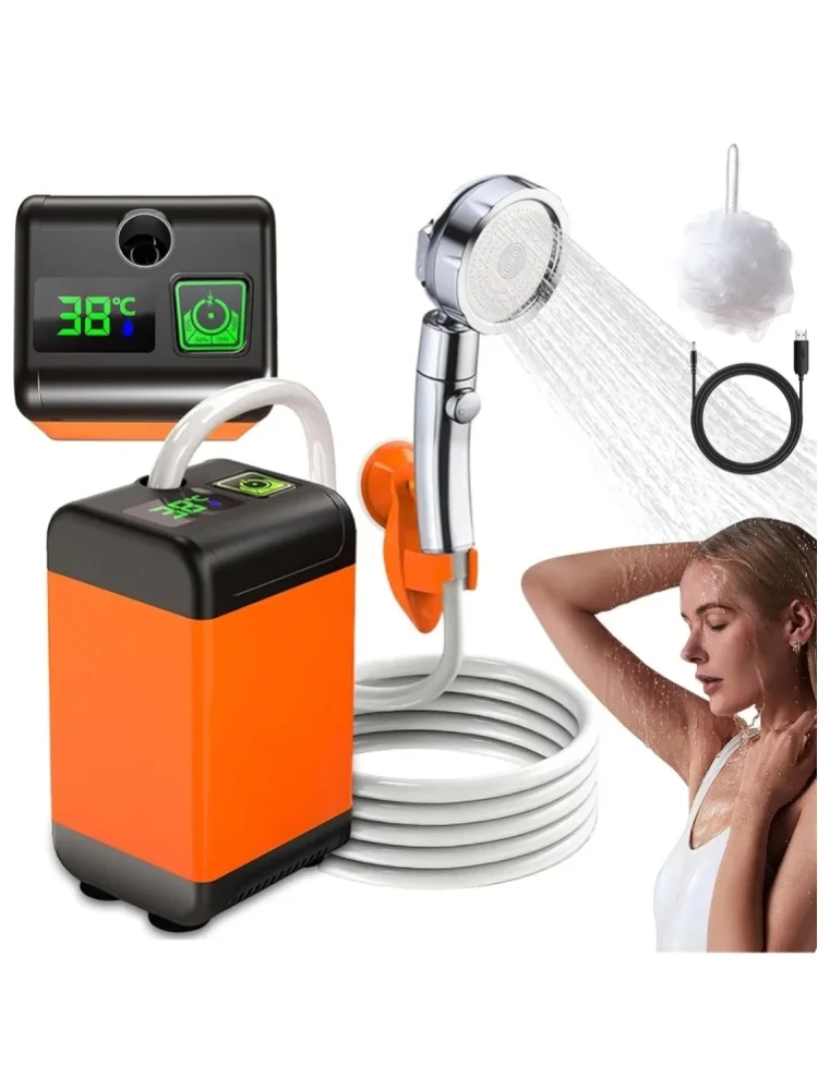 Przenośny Prysznic Kempingowy 6000mAh Elektryczny Prysznic Zewnętrzny z Akumulatorową Pompą i Inteligentnym Cyfrowym Wyświetlaczem Temperatury, Głowica Prysznicowa do Kempingu, Wędrówek, Podróży — 2