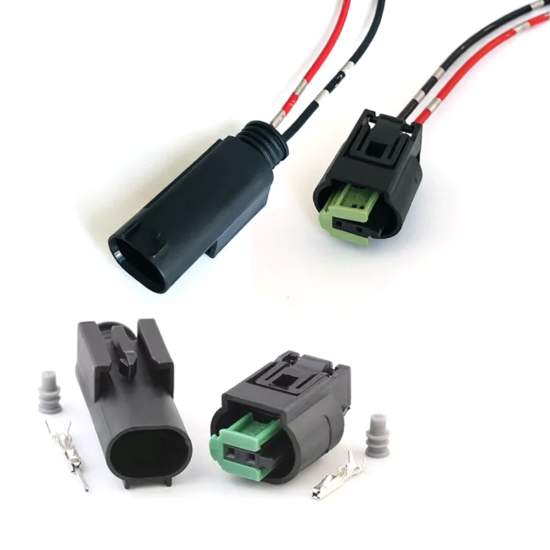 2 Sets 2 Pin Car Wiring Harness Connector Waterproof Plug 968405-1-965162-1 for BMW Intake Air Temperature Sensor Oil Pump Plug