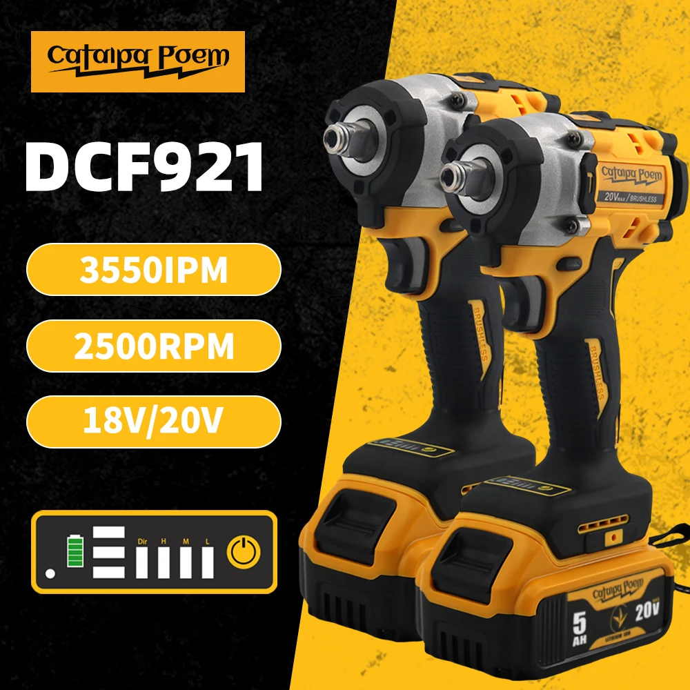 Catalpa Poem ZS860_921 Impact Driver / Wrench Brushless Motor Cordless Electric Car Truck Repair Tool Fit For DEWALT 20V Battery