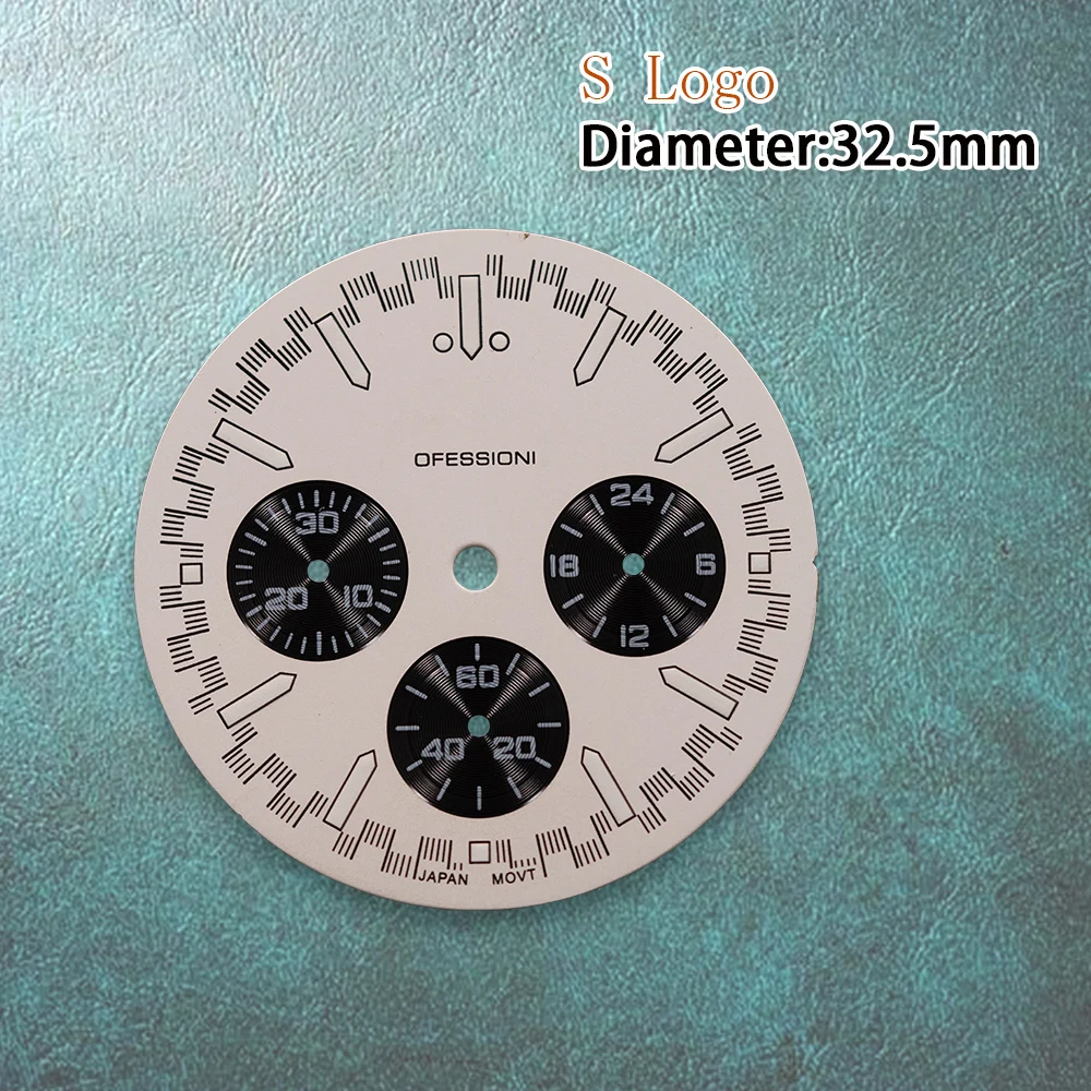 32.5mm S Logo black and white dial VK63 Dial Panda dial Suitable for VK63 Movement No Luminous Watch Modification Accessories