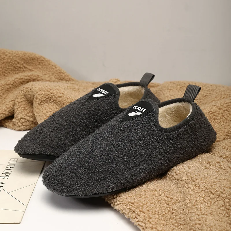 

Winter Warm Men's Slippers Comfortable Indoor Slip-on Flat Shoes Man Home Cotton Shoes Plus Velvet Casual Slippers For Men Women