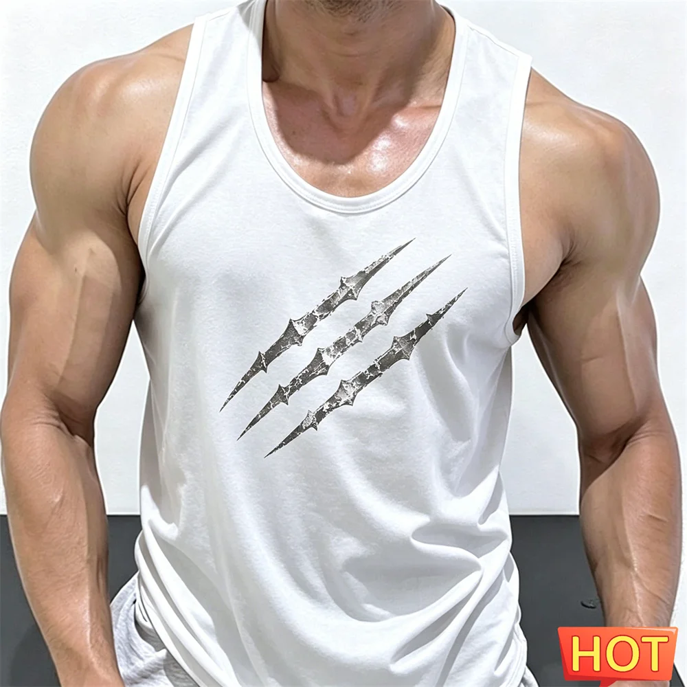 Summer scratch fitness vests men round neck sleeveless T-shirt Hard guy gym tank top men quick-dry men's t-shirts and tank tops