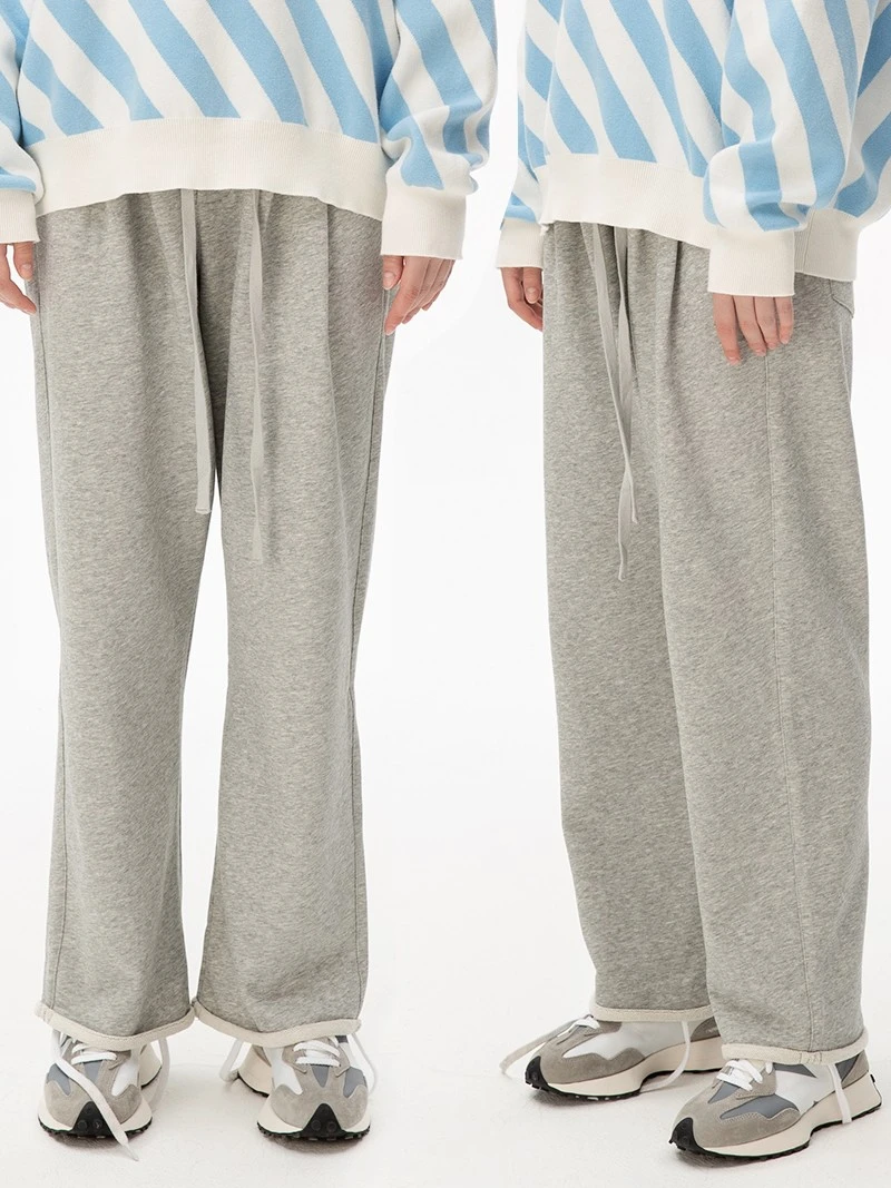 

IMYUI Свободные повседневные спортивные брюки с вышивкой, прямые, с эффектом удлинения ног, на шнурке, с высокой талией, из хлопка