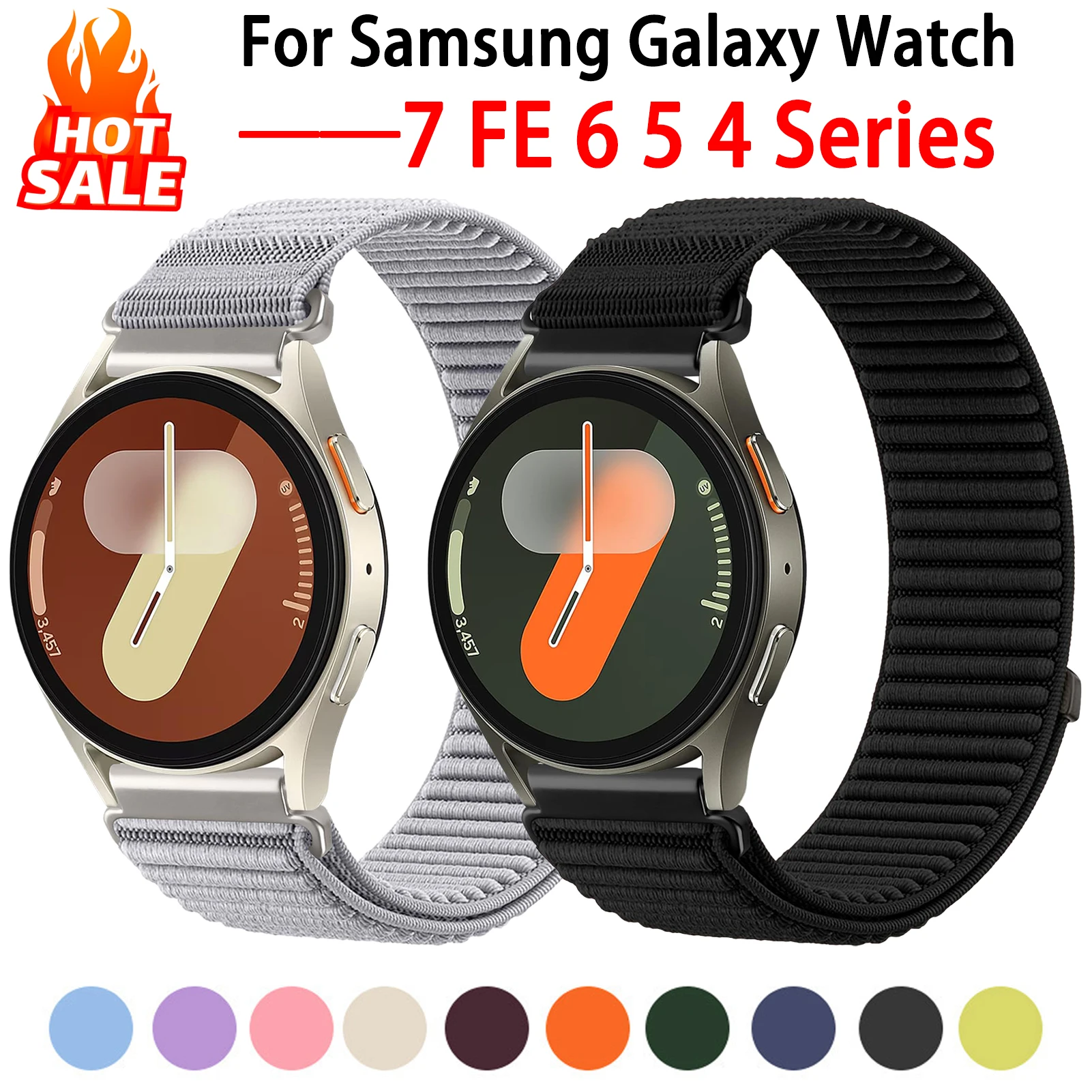 Nylon-Schlaufenband für Samsung Galaxy Watch 7 FE 6 5 4 44 mm 40 mm/Classic 43 mm 47 mm/5 Pro Correa Armband Galaxy Watch7 Series Armband