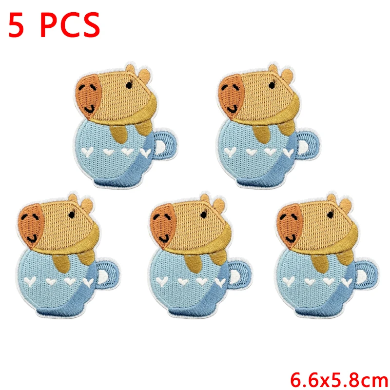 5 pcs/lot Cute Guinea Pig Applique Iron On Patches On Clothes Cartoon Animal Embroidered Patches For Clothing Sew/Fusible Patch