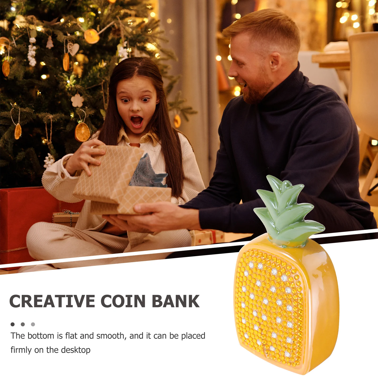 

Ornament Pineapple Decor Money Container Desktop Bank Ceramic Decorative Coin Shaped Figurine Adornment