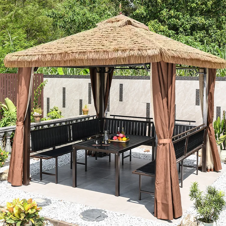 

Outdoor courtyard pavilion thatched leisure straw tent villa garden terrace pavilion