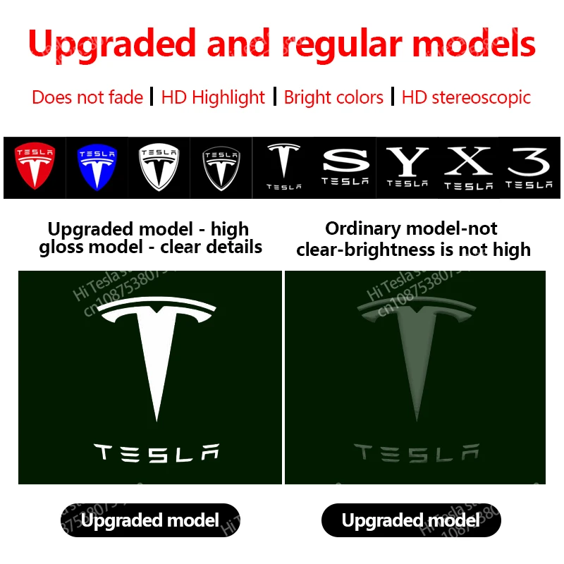 LEDテスラロゴプロジェクター,非常に明るいウェルカムライト,レーザーシャドウ,アクセサリー,モデルy,3,s,x,2個,4個