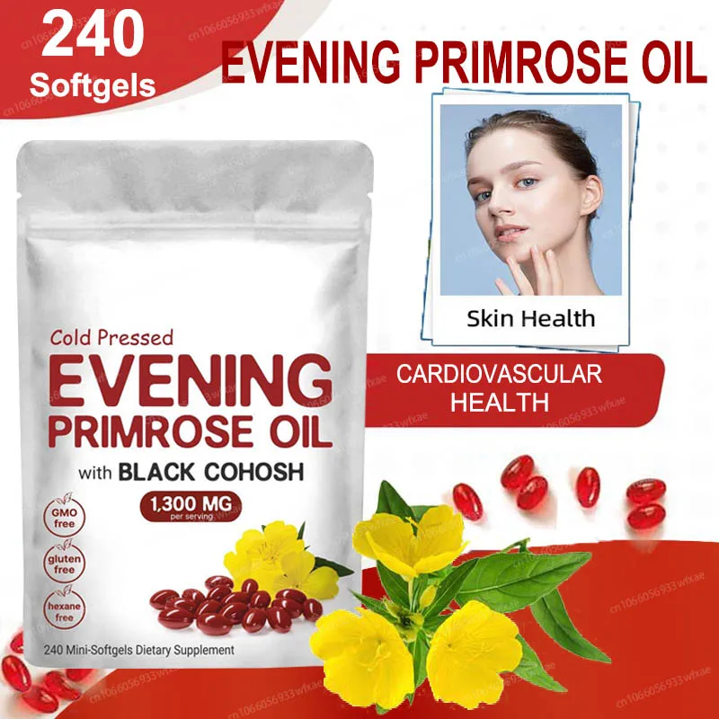 

240 мягких капсул Вечернее примуровое масло 1300 мг Поддержка здоровой кожи и волос, против старения, остановки иммунитета и опоры антиоксиданта