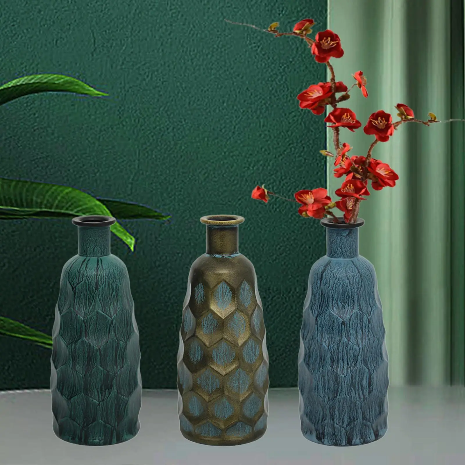 مزهرية ريفية زجاجية بتصميم عتيق لهدايا عيد الميلاد حاوية نباتات ديكور منزلي لمدخل الرف وطاولة الطعام وغطاء الشرفة #1