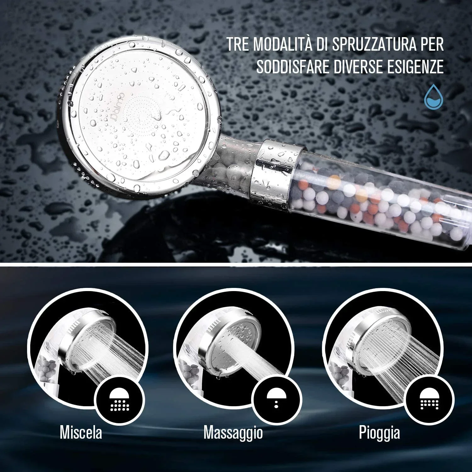 EHEH New Arrival 3 Modes SPA Shower Head High Pressure Saving Water Shower Nozzle Premium Bathroom Water Filter 4 Types