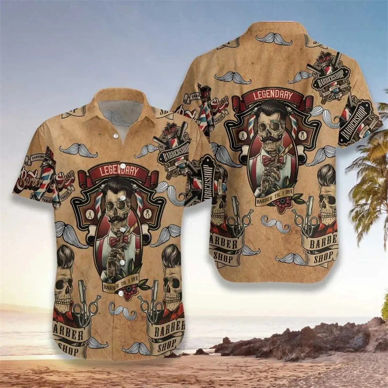 

New Men's Shirts Hairdresser 3d Print Shirt Men Fashion Shirts Short Sleeve Hawaiian Shirt Beach Casual Barber Blouse Clothes