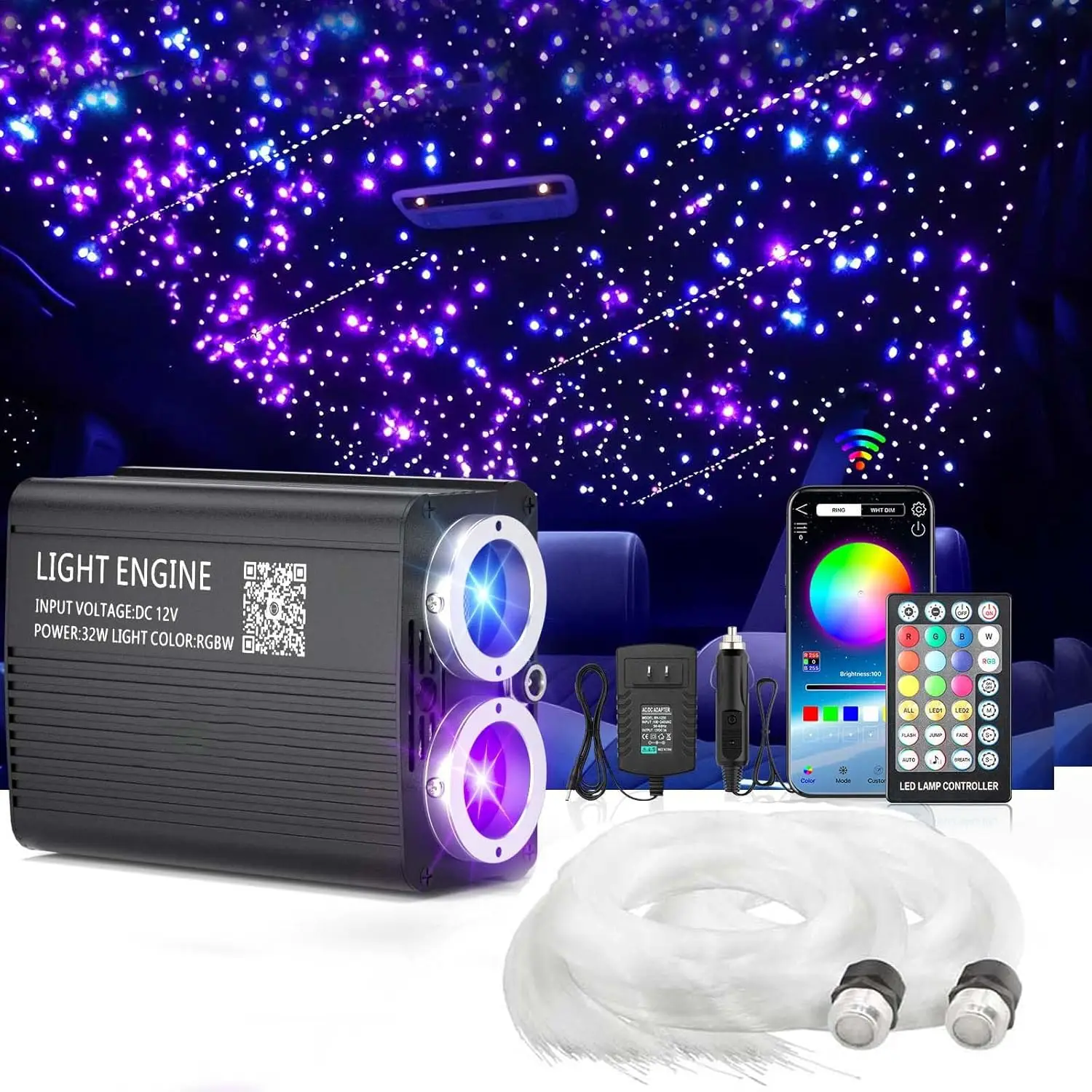 

32W Starlight Headliner Light, 1300pcs LED Star Ceiling Kit with APP/Remote Control for Car Home Party
