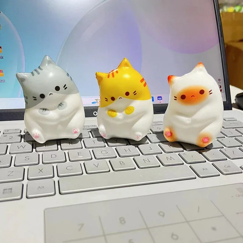 1Pc Adorable Cartoon Cat Squeeze Toys for Kids Adult Soft Pinch PU Slow Rebound Balls Pop Fidget Toys Halloween Christmas Gifts