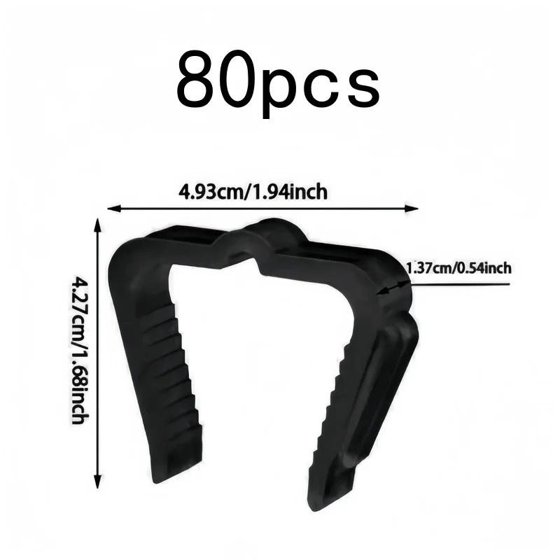Sturdy Black Outdoor Light Clips 80 pcs, Hold Christmas Lights on Eaves, Fences and Gutters, Easy Install