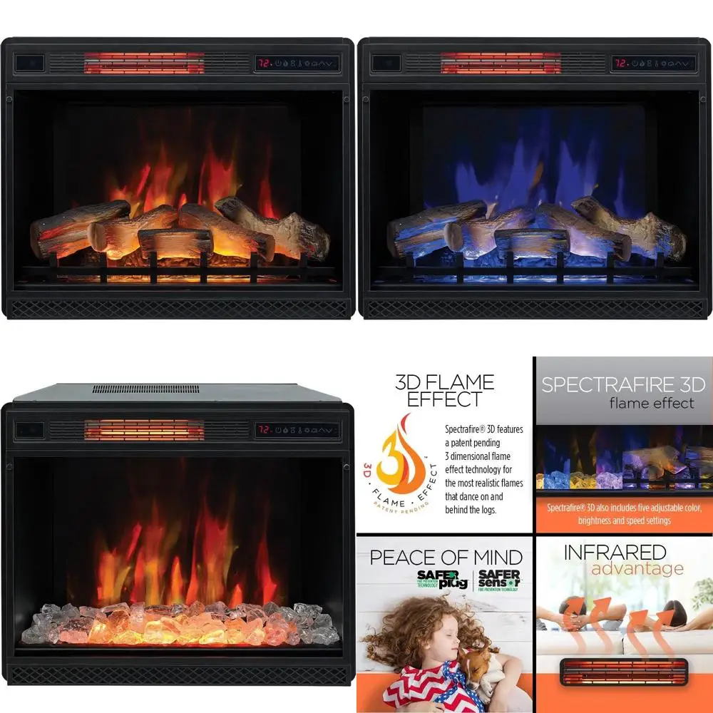 

28 3D Infrared Quartz Electric Fireplace Insert with Safety Sensor