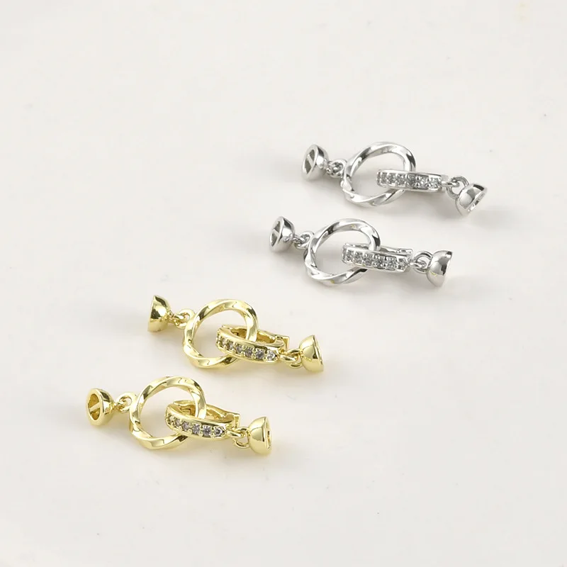 14k Electroplated Gold Color Retention Twist Twist Circle with Hat End Buckle DIY Handmade Pearl Bracelet Necklace Accessories