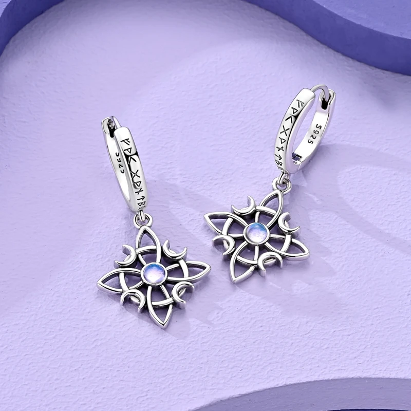 Mond-Keltischer-Knoten-Ohrringe für Damen, 925 Sterling Silber, CZ Zirkon Ohrstecker, Funkelnde Ohrringe, Hochzeits- und Jubiläumsgeschenke – Detail 3