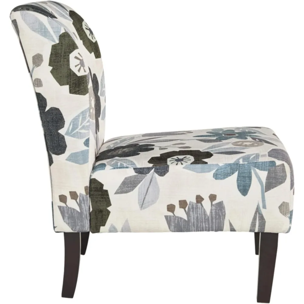 تصميم مميز من Ashley Triptis كرسي بدون ذراع مزين بالزهور، أبيض، أزرق ورمادي #6