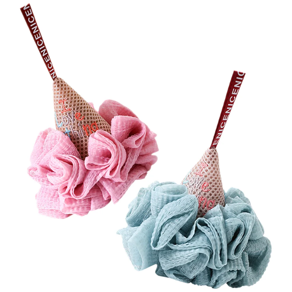 

2pcs Bath Loofah Shower Ball Exfoliating Body Scrubber Reusable Mesh Sponge For Kids Baby Women Bath Accessories Back Clean Skin