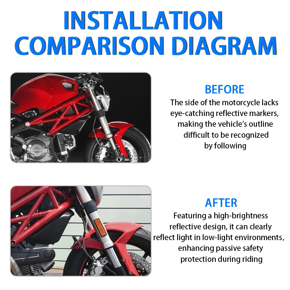 2026 New Motorcycle Front Fork Leg Reflective Sticker Night Safety Warning Reflector Strip Decal Universal