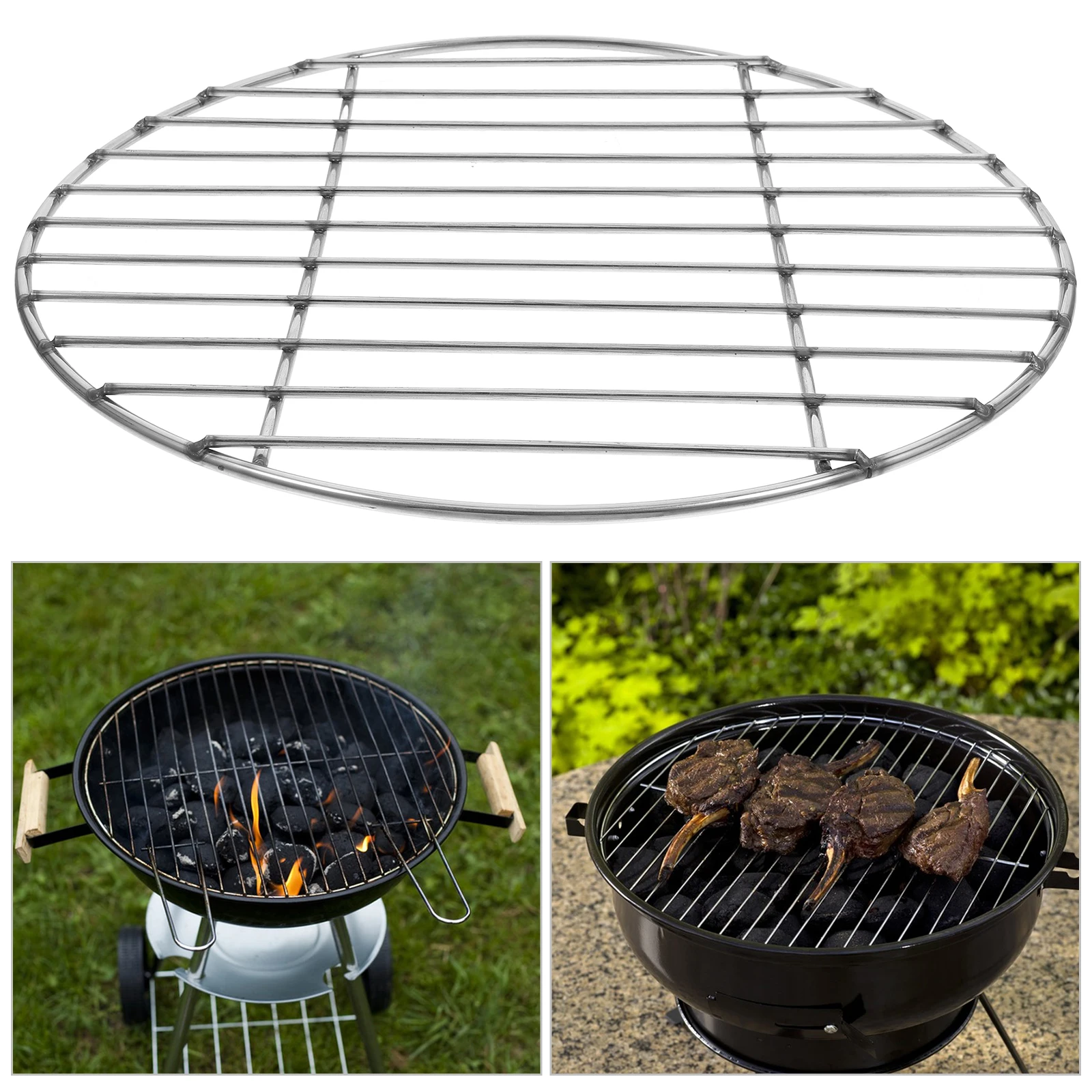 

Round BBQ Grill Grate Durable Stainless Steel Barbecue Mesh for Outdoor Indoor Grilling Meat Vegetables Foldable Long Life