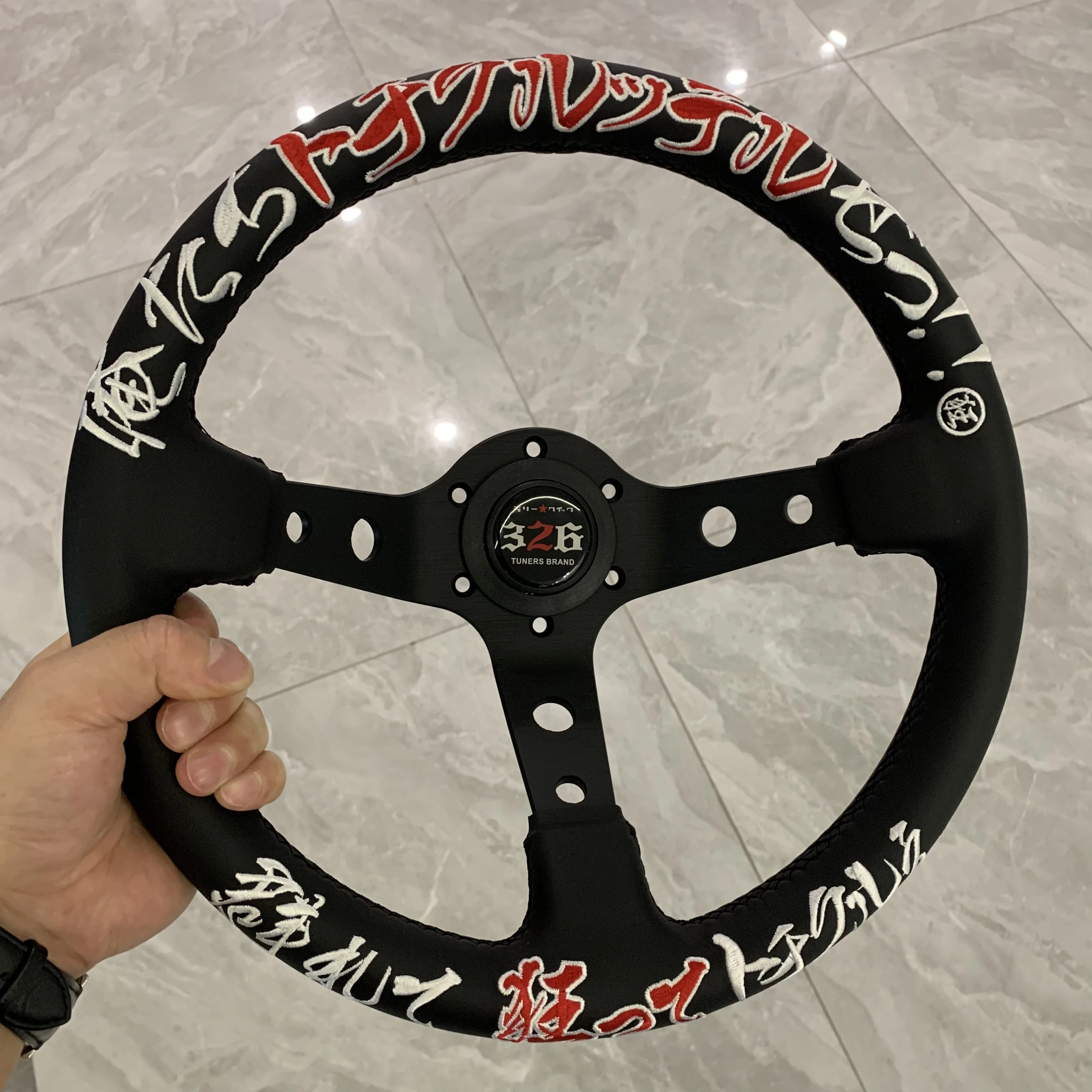 Гоночный быстросъемный руль, кожаный алюминиевый сплав, вышивка, модифицированный автомобиль, автозапчасти, универсальный руль