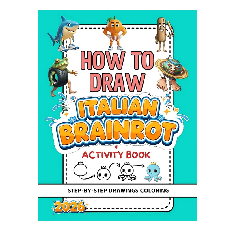 Italian Brainrot Coloring Book - Funny Italian Meme Animals & Internet Humor Art,High-Quality Paper, Smooth Texture