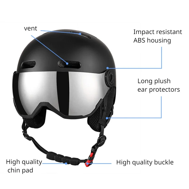 New Ski Helmet Ski Glasses Integrally-Molded Women Men Snow Helmets Windproof Outdoor Sports Ski Snowboard Skateboard Helmets