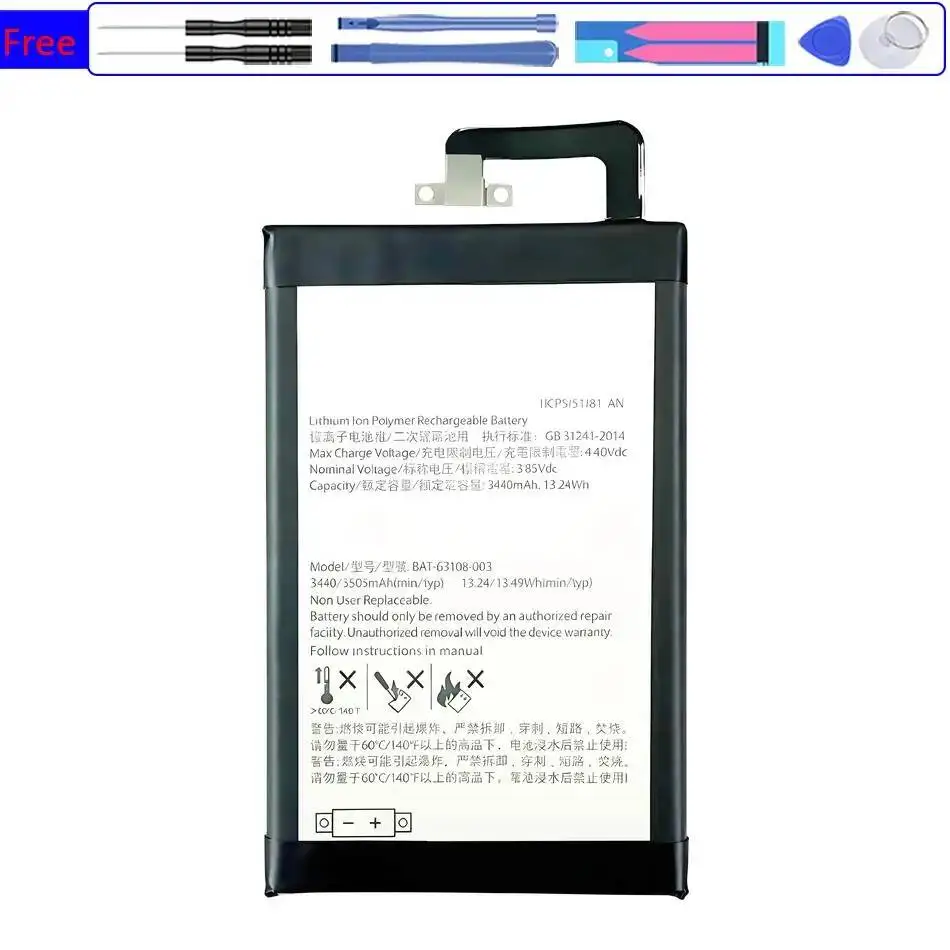 

Long-Lasting 3440Mah Bat-63108-003 Mobile Phone Battery For Blackberry Key One For Alcatel DK70 DTEK70
