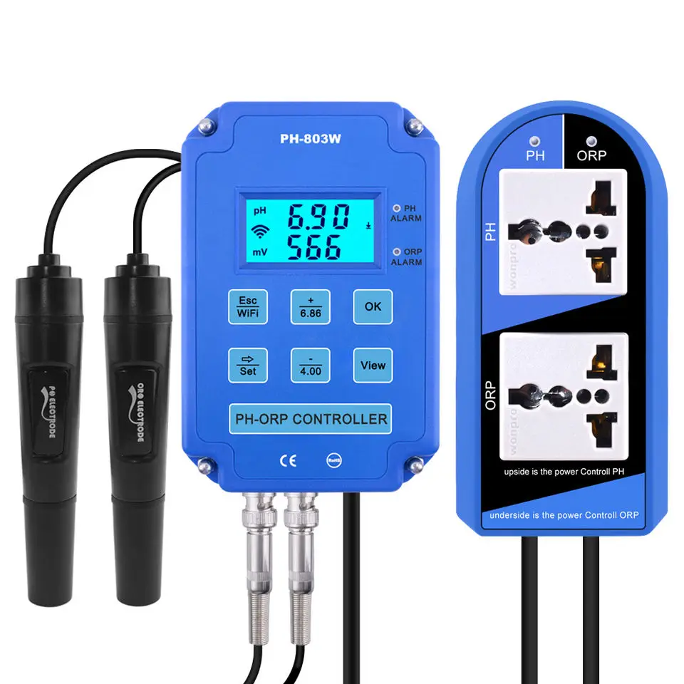 

Factory Price PH-803W 2 in 1 Wifi Output Power Relay Monitor Water Quality Tester PH803W Ph Meter Tester