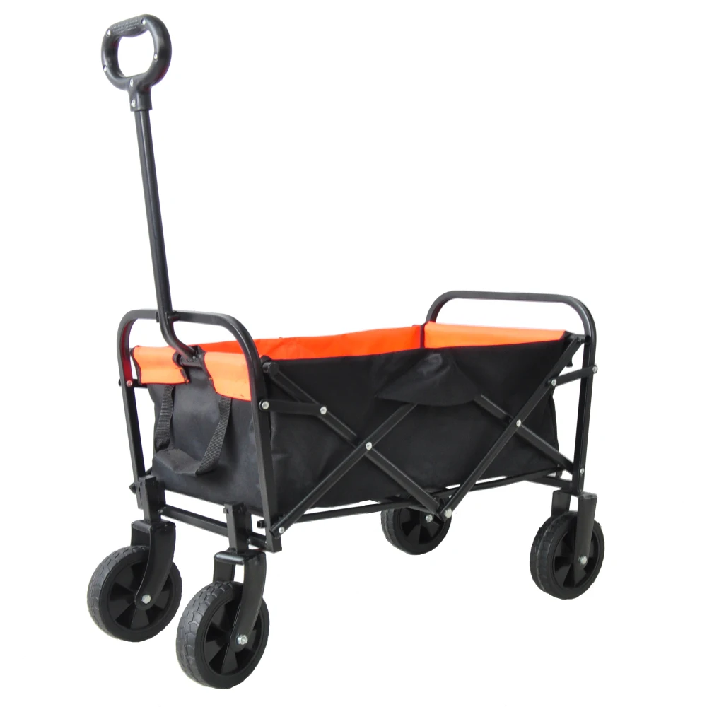 Mini Folding Wagon Garden Shopping Beach Cart (black+yellow)