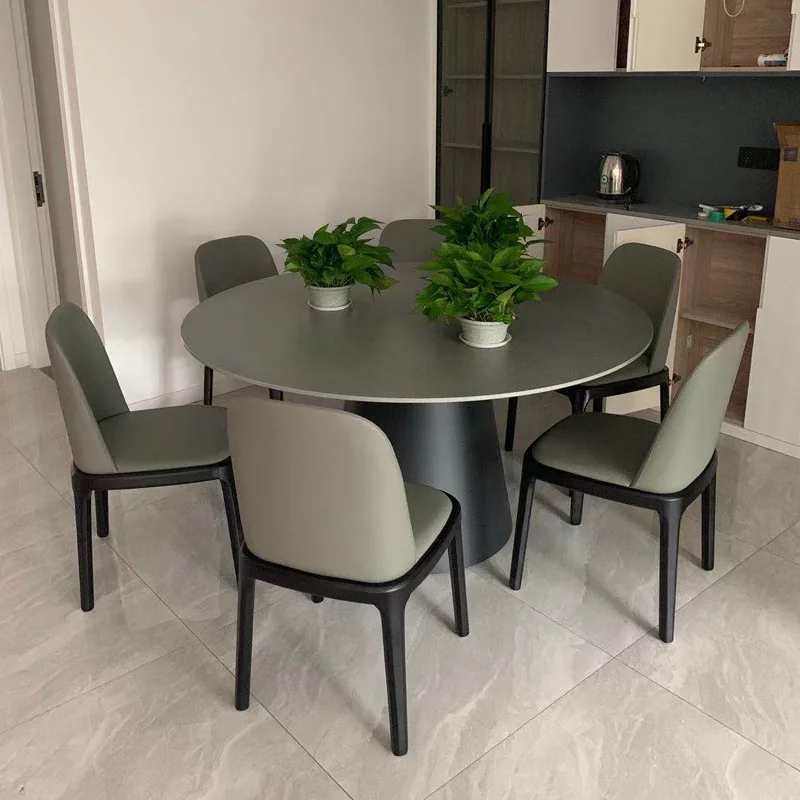 Simple chair combination, round dining table, turntable household small apartment 6