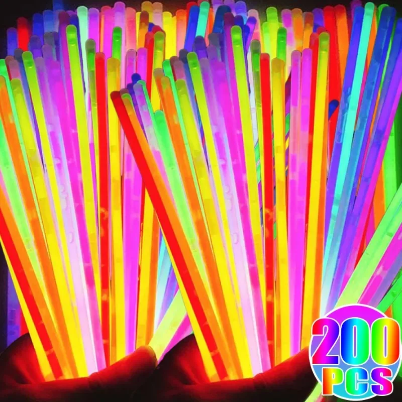 

200/5Pcs Fluorescence Sticks Party Multicolor Glowing Stick DIY Bracelet Necklace Glowstick Bendable Glow Party Wedding Supplies