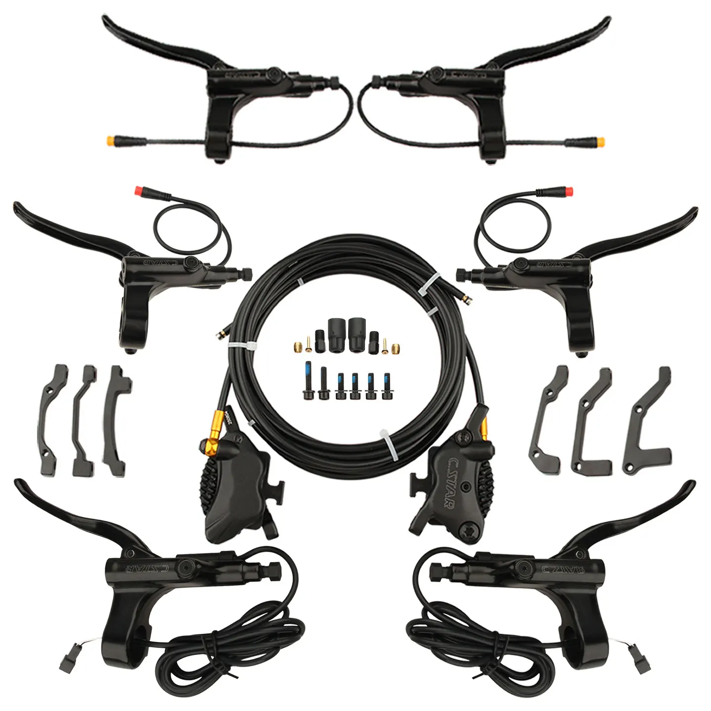 NFOX Mountain Bike 2P/3P/SM2A Power-Off Brake Lever Electric Scooter 4-Piston Hydraulic Left Mounted Disc Rotor Accessory Set