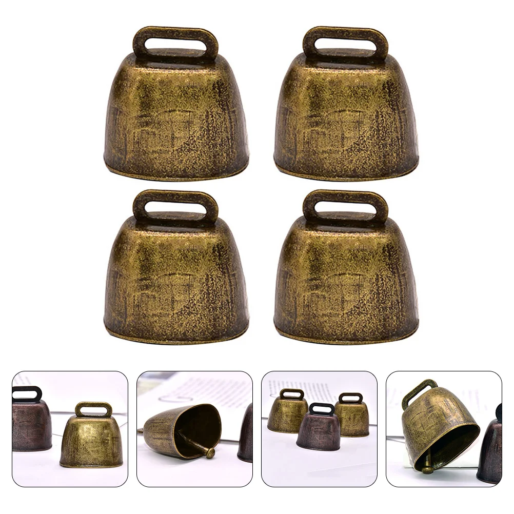 

4 Pcs Metal Cow Bell Iron Cowbells Grazing Supplies Brass Pendant Ornament Farming Accessories