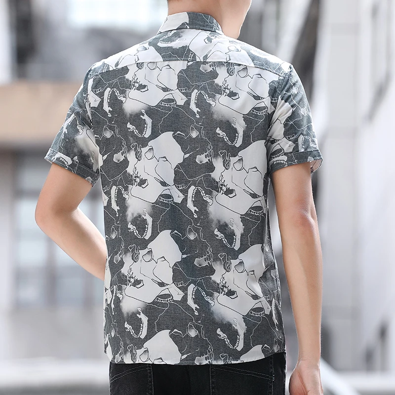 2024new Summer Fashion Korean Edition Hong Kong Fashion Brand Printed Short Sleeved Polo Collar Versatile Cool Casual Shirt