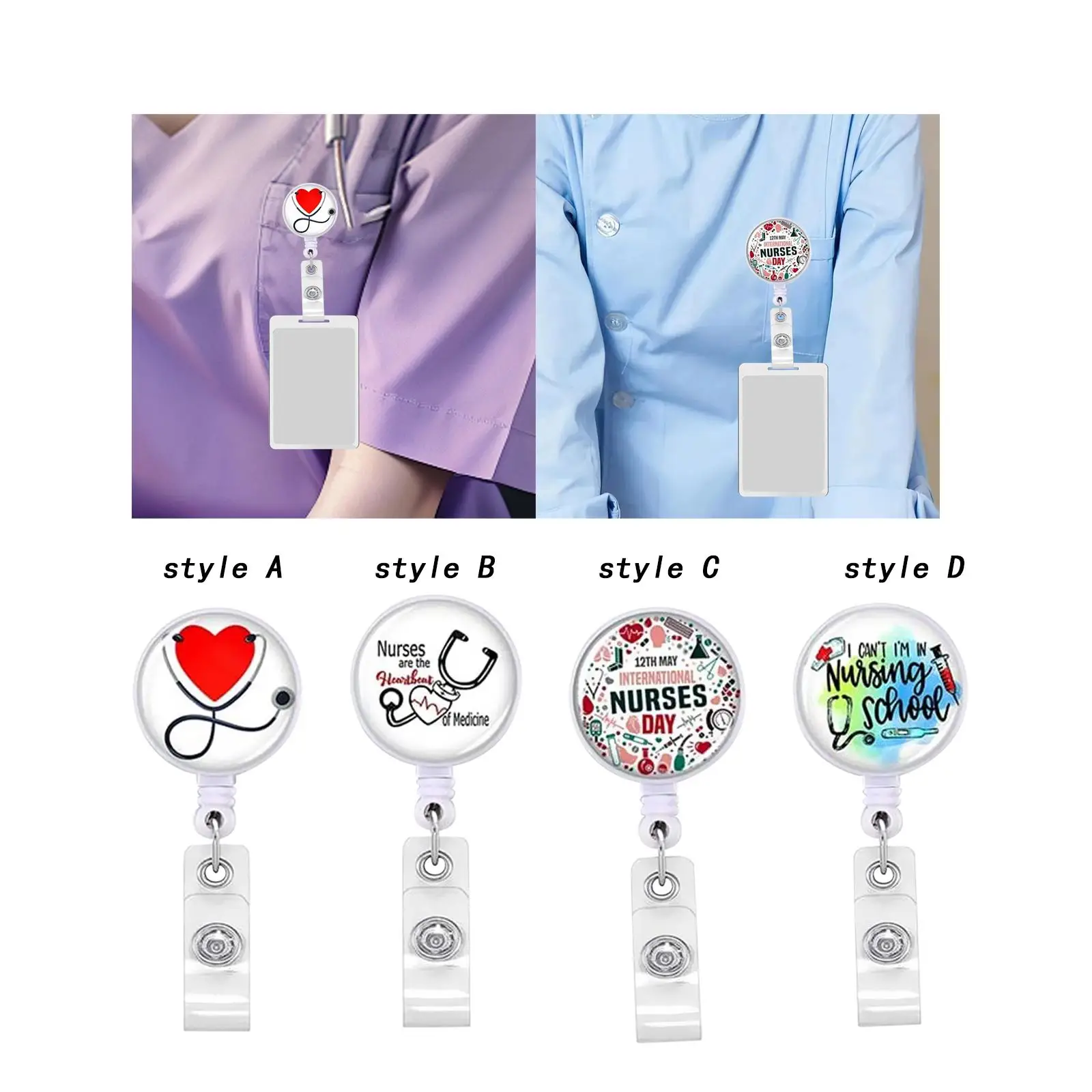 

Nurse Retractable Badge Reel Holder for Employee Hospital Supplies Women