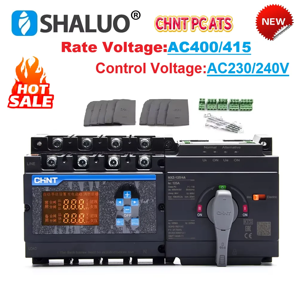 Original CHNT ATS NXZ-125/4A 4P 125A Dual Power Automatic Transfer Switch With Display Control Module QR Code APP Operation
