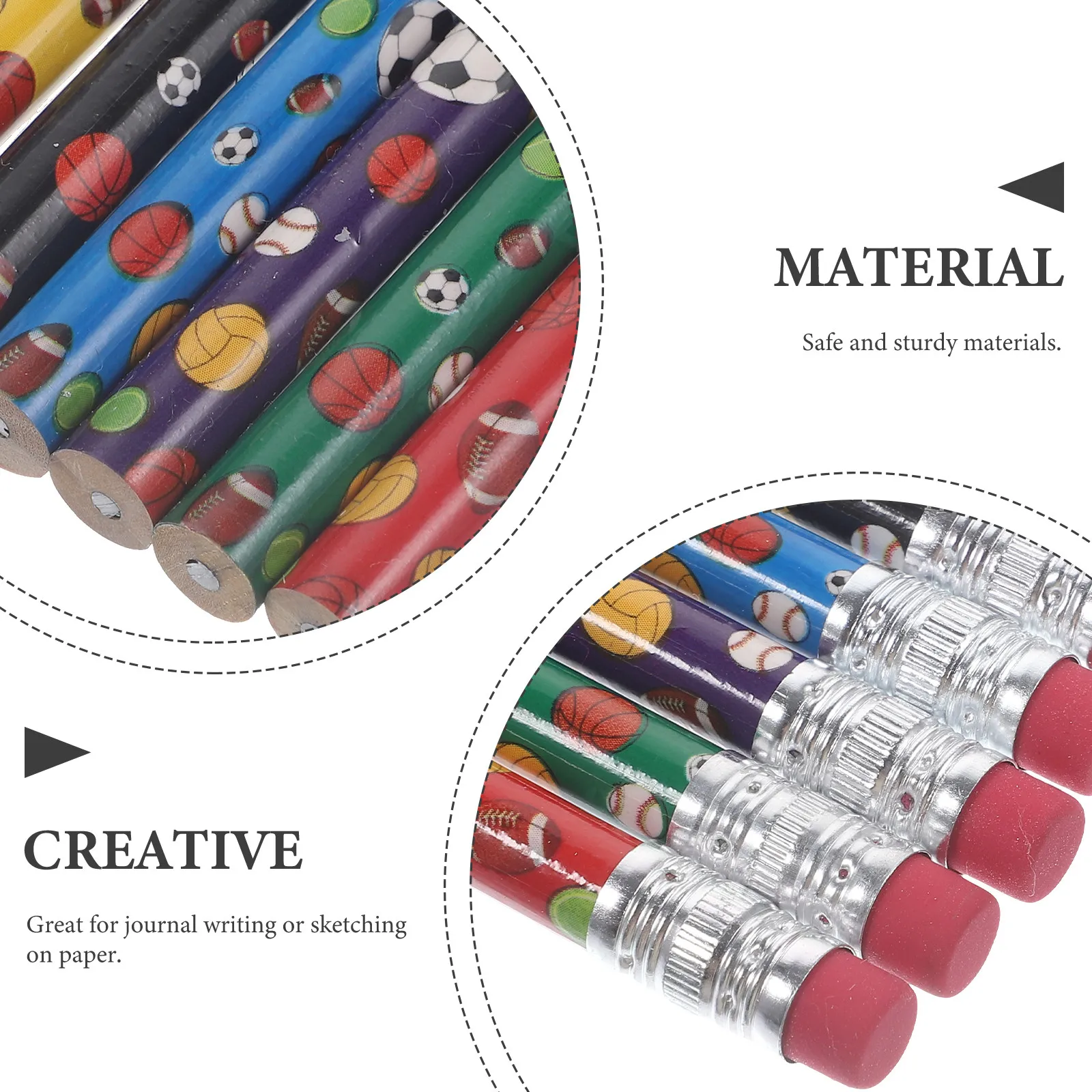 48Pcs Sports Football Pencils Wooden Short Pencils for Drawing Writing Journal Erasable Pencil Set Artists