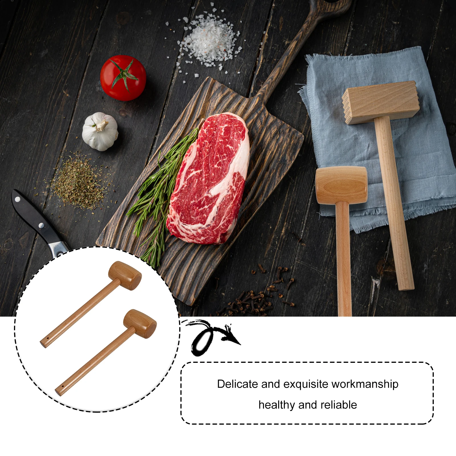 

Wooden Seafood Hammer Beech Material Eco Friendly Smooth Edge Cake Mallet Crab Tool Kitchen Bar Utensil