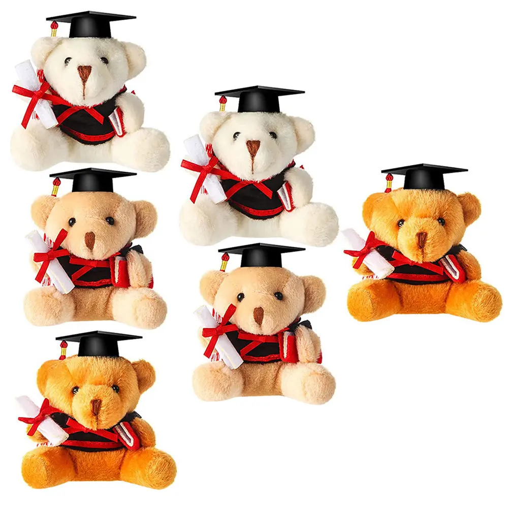 

6Pcs Graduation Bear Keychains Small Stuffed Bear Pendant Cute Hanging Decor Schoolbag Hanging Charm Gift Keychain